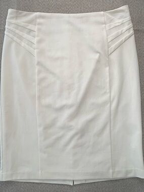 New York & Company White Pleated-Accent Pencil Skirt